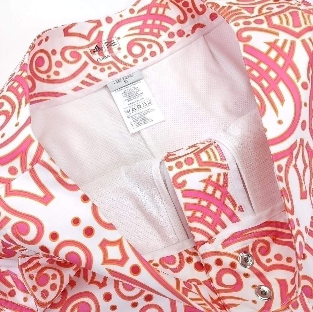 New Adidas ClimaCool Orange Pink White Patterned Golf Tennis Skort Sz 6
